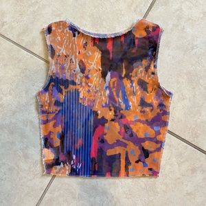 Mesh colorful hand-cut tank top